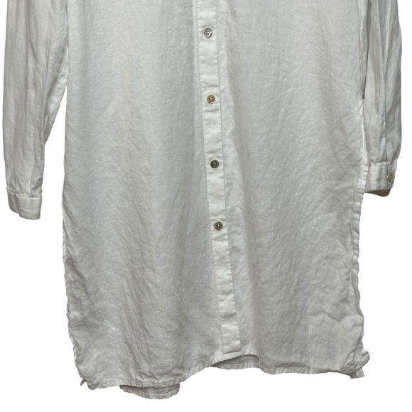 Eileen Fisher 100% Organic Linen High Slit Button Down Tunic Top Extra Small - Picture 5 of 11